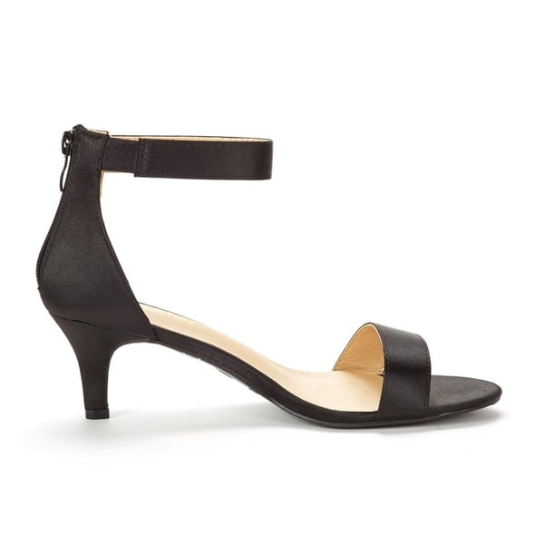 Ankle Strap Open Toe Kitten Heel Sandals - BLACK NUBUCK - 2